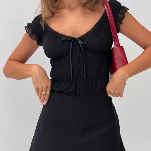 Ahead Of Myself Off Shoulder Bodysuit Black