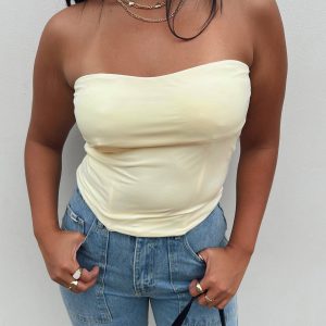 Carta Tube Corset Top Yellow