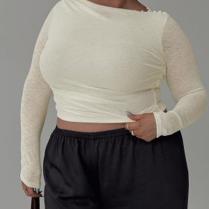 Luvinia Long Sleeve Top Cream Curve