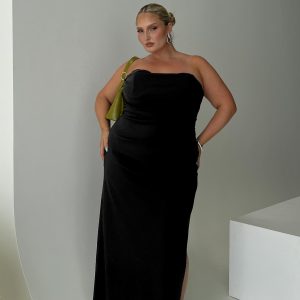 Ferri Strapless Maxi Dress Black Curve