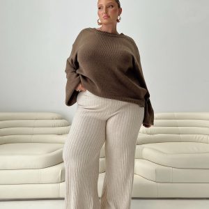 Montana Knit Pants Cream Curve
