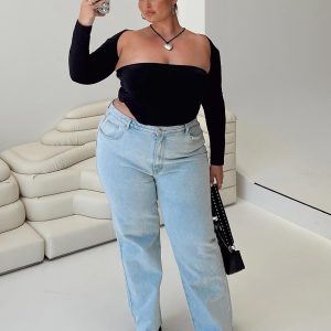 Queenstown Straight Leg Jeans Light Wash Denim Curve