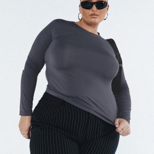 Arnim Long Sleeve Top Grey Curve