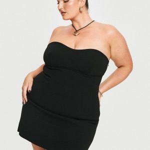 Simple Sweetheart Mini Dress Black Curve