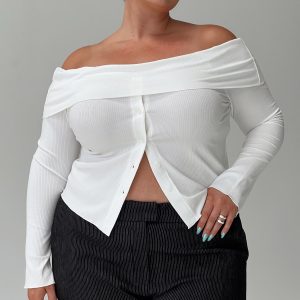 Parveen Off The Shoulder Top White Curve