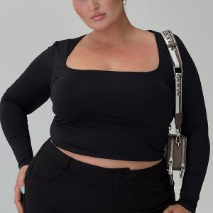 Back In Time Long Sleeve Top Black Curve