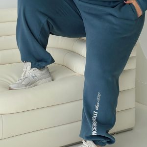 Princess Polly Track Pants Block / Cursive Text Slate Curve