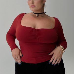 Selenie Long Sleeve Top Red Curve