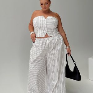Boarder Pants White Stripe Curve