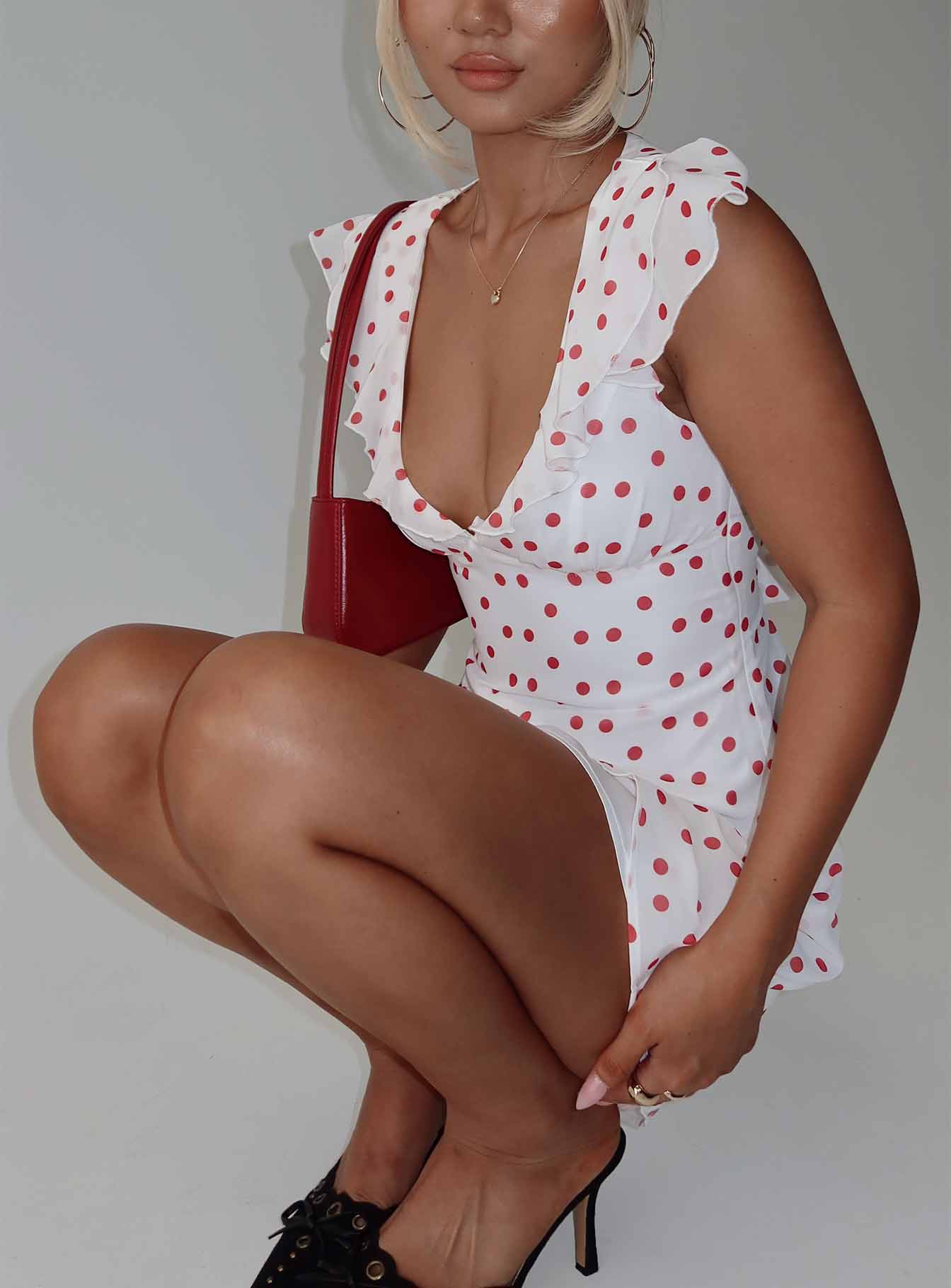 I Guess So Mini Dress White / Burgundy Petite