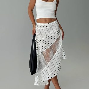 Rennar Maxi Skirt White / Polka Dot