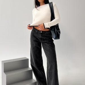 Lando Low Rise Straight Leg Jeans Washed Black