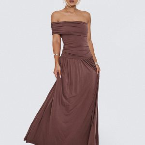 Decadence Strapless Maxi Dress Brown