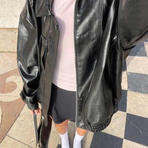 Devija Faux Leather Jacket Black