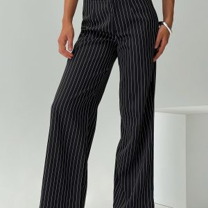 Kimia Pants Black / White Pinstripe