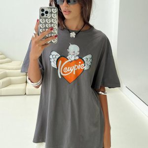Kewpie Oversized Tee Washed Black