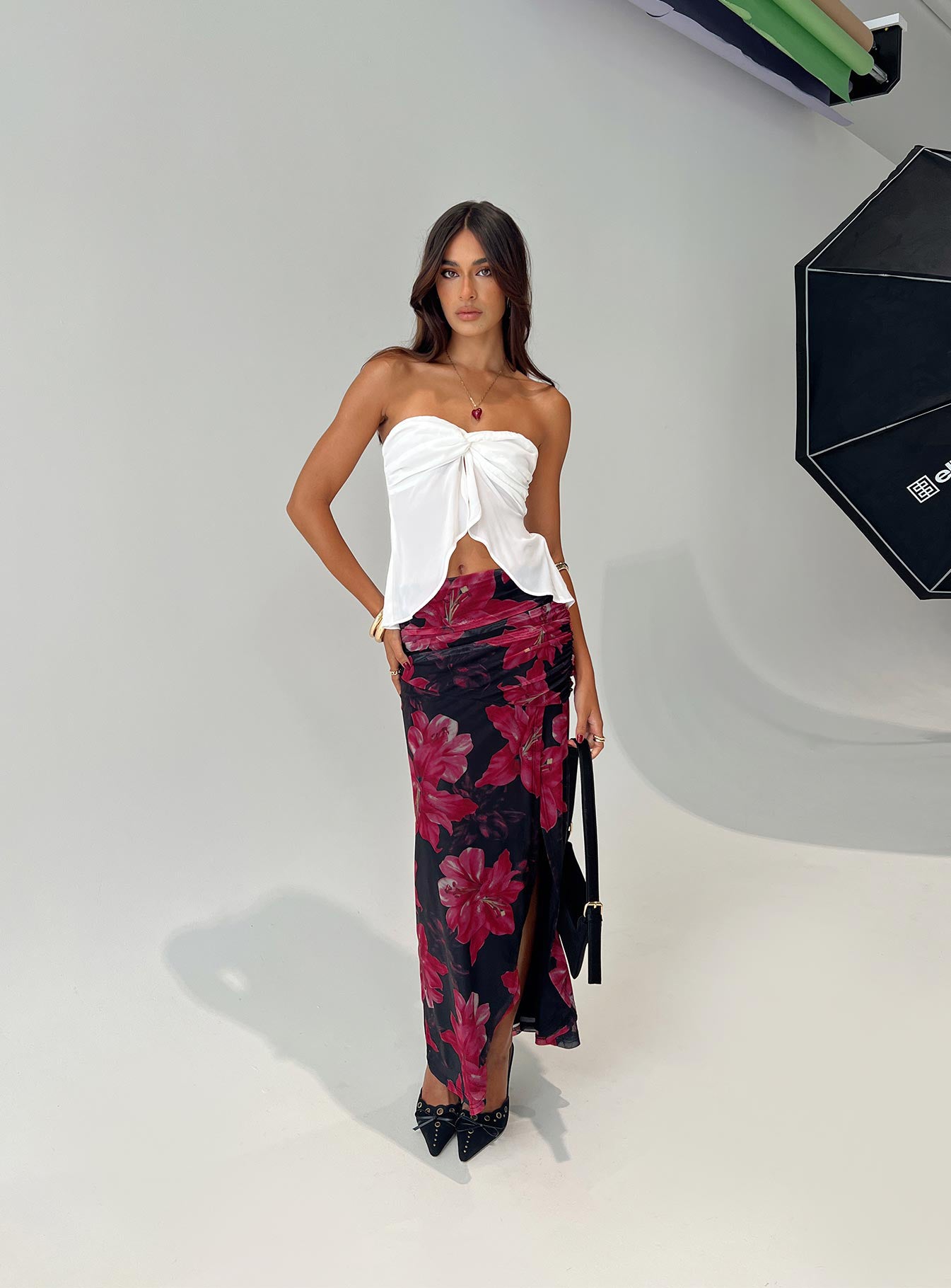 Cooperi Maxi Skirt Black / Red Floral - Image 9
