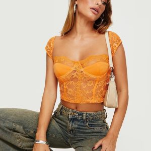 Shakman Lace Top Orange