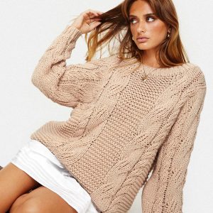 Ellison Cable Knit Sweater Beige