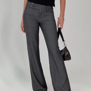 Kinkirk Flared Pants Grey Pinstripe Petite