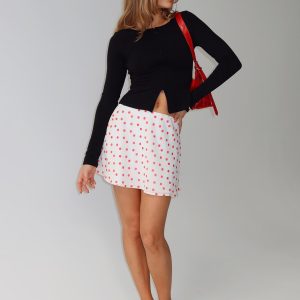 Dapple Bias Mini Skirt White / Red Polka