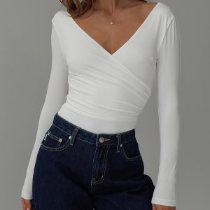 Right Here Cross Detail Bodysuit White