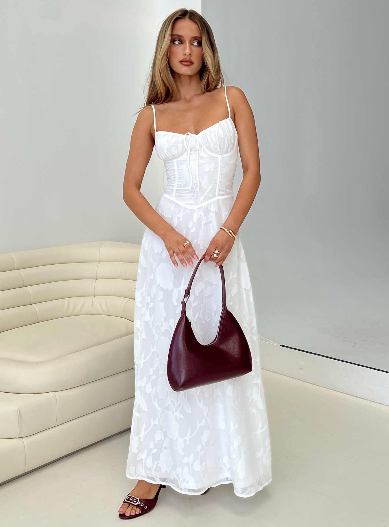 Kosetta Burnout Maxi Dress White