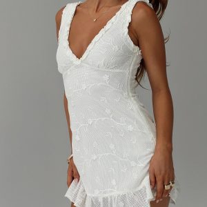 Feeling Alive Tie Back Mini Dress White