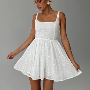 Cartmel Embroidered Mini Dress White