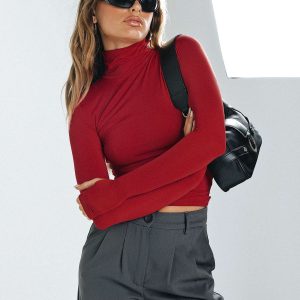 Elysium Long Sleeve Turtleneck Top Red