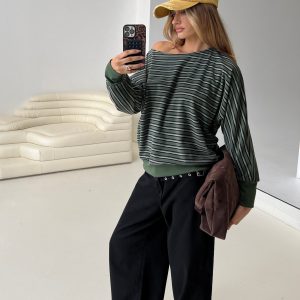 Zaylah Contrast Cuff Jumper Green