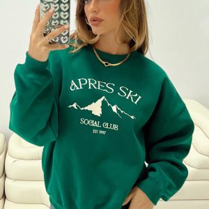 Apres Ski Crew Neck Sweatshirt Green / Cream