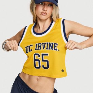 UC Irvine Cropped Basketball Jersey Tank Yellow