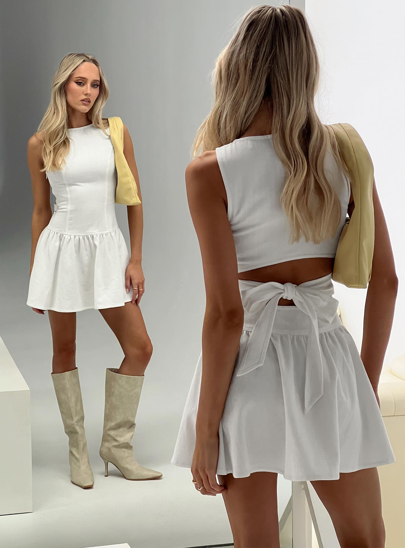 Faela Tie Back Mini Dress White