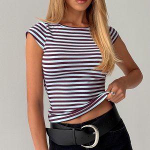 Drives Me Crazy Backless Top Blue Stripe