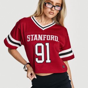 Stanford Cropped Football Jersey Tee Red