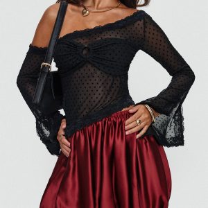 Rubee Bubble Hem Mini Skirt Red