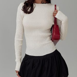 Murphey Ruched Long Sleeve Top Cream