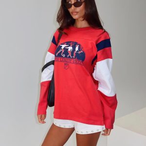 MLS 96 Retro Oversized Long Sleeve Top Red