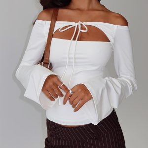 Nevah Long Sleeve Top White