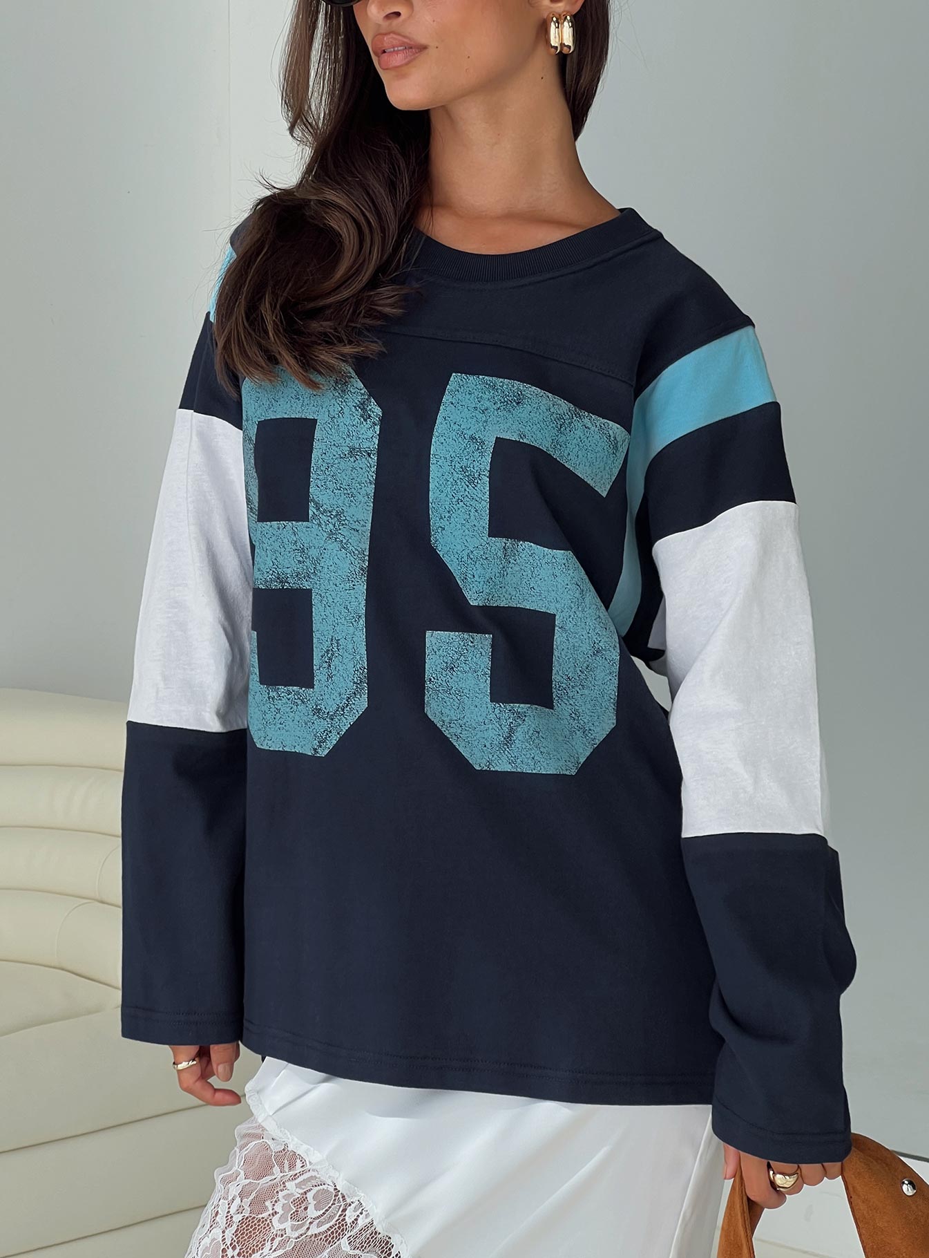Collegiate Queen Long Sleeved Top Navy