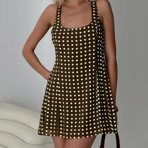 Serina Polka Mini Dress Brown / White