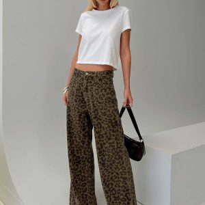Briony Low Rise Wide Leg Jean Leopard