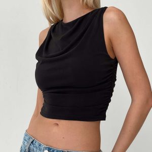 Hold Em High Neck Top Black