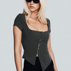 Memory Bliss Asymmetrical Top Grey
