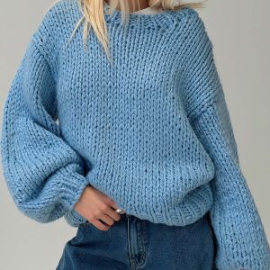 Arrowtown Hand Knit Sweater Blue