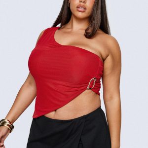 Machiatto One Shoulder Top Red Curve