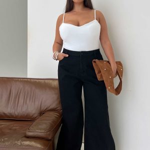 Goldie High Rise Wide Leg Jeans True Black Curve