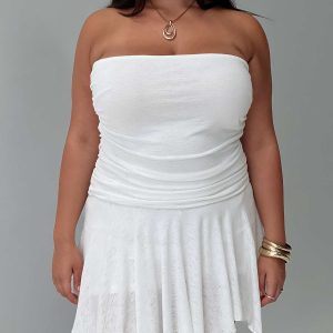 Minxie Strapless Playsuit White Curve