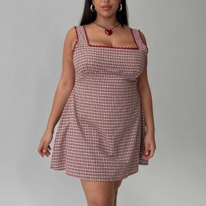 Dasha Mini Dress Red Check Curve